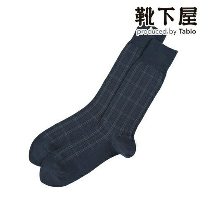 【あす楽】【Tabio MEN】 メンズ スクエアチェック柄ソックス / 靴下屋 靴下 タビオ Tabio くつ下 クルー メン