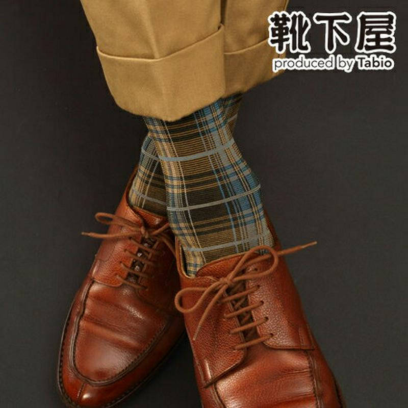 【あす楽】【Tabio MEN】 メンズ ピンボーダーチェックソックス / 靴下屋 靴下 タビオ くつ下 クルー ビジネスカジュ