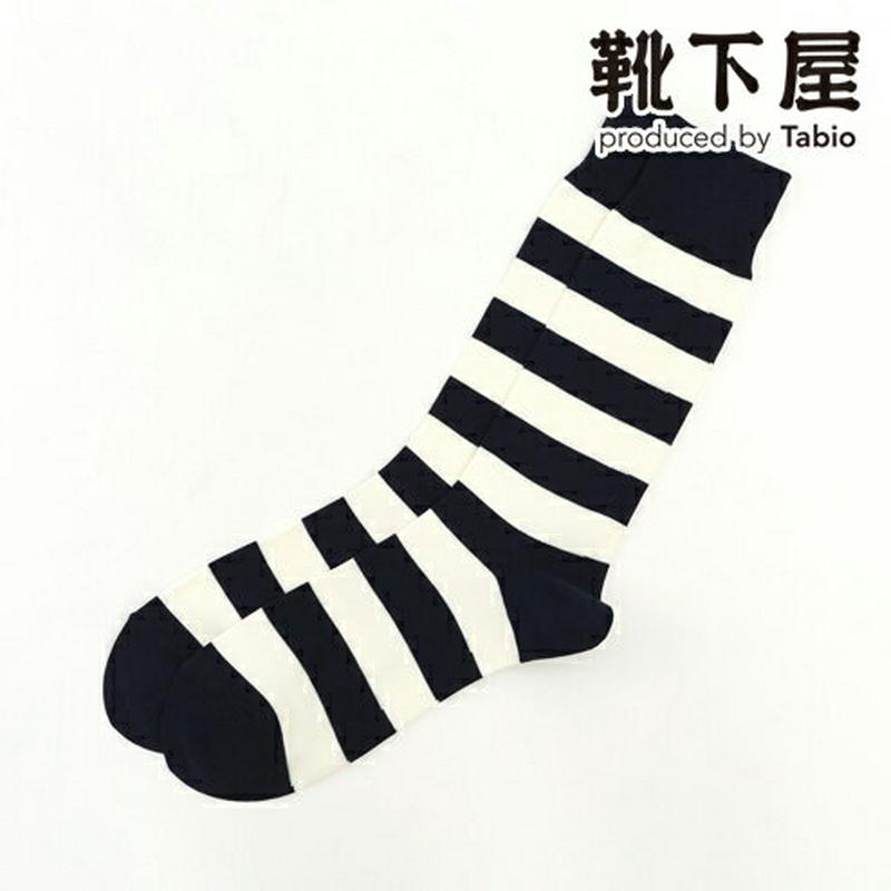 【あす楽】【Tabio MEN】 メンズ 均等ボーダーレギュラーソックス / 靴下屋 靴下 タビオ くつ下 メンズ 日本製 19