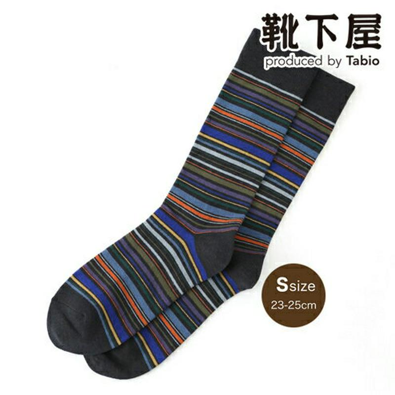 【あす楽】【Tabio MEN】 メンズマルチボーダーレギュラー23〜25cm / 靴下屋 靴下 タビオ くつ下 メンズ カジュアル クルーソックス 小さいサイズ 日本製 父の日