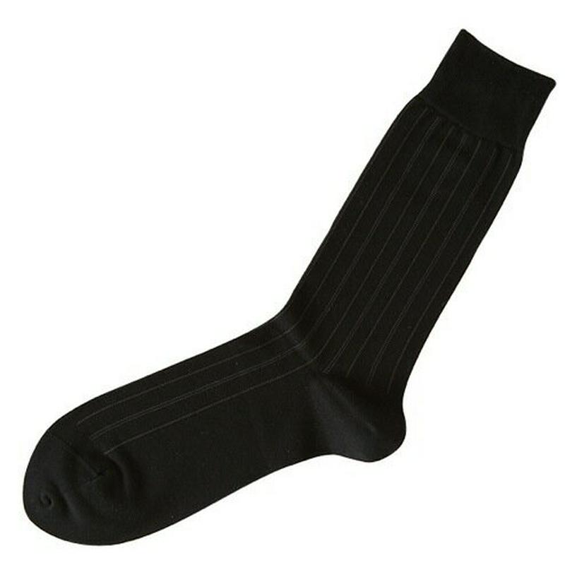【全品送料無料★〜6/11 23:59迄】【あす楽】【Tabio MEN】 メンズチョークストライプソックス27〜29cm クロ 黒 ブラック / 靴下屋 靴下 タビオ Tabio くつ下 メンズ 日本製 父の日 ¬¬