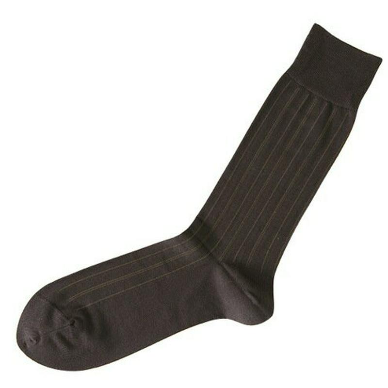 【あす楽】【Tabio MEN】 メンズチョークストライプソックス27〜29cm コゲチャ ブラウン / 靴下屋 靴下 タビオ Tabio くつ下 メンズ 日本製 父の日 ¬¬