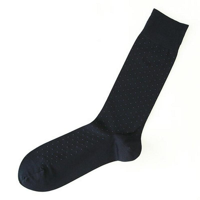 【あす楽】【Tabio MEN】 メンズピンドット柄ソックス27〜29cm コン+ブルー / 靴下屋 靴下 タビオ Tabio くつ下 メンズ 日本製 ¬