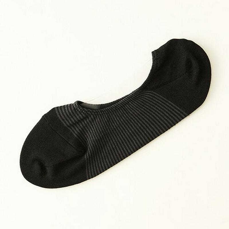 【あす楽】【Tabio MEN】メンズデオセル縫製ボーダーカバーソックス23〜25cm クロ・チャコール / 靴下屋 靴下 タビ
