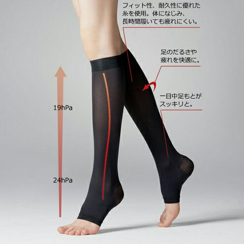 【あす楽】【TABIO LEG LABO】 着圧厚手オープントゥハイソックス / 靴下屋 靴下 タビオ Tabio くつ下 レデ