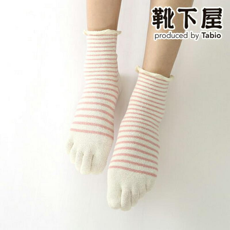 【あす楽】【TABIO LEG LABO】 くるくるうるおいピンボーダー五本指ソックス / 靴下屋 靴下 タビオ くつ下 5本指ソックス 五本指靴下 5本指靴下 レーヨン ソフト レディース 日本製 2106ka