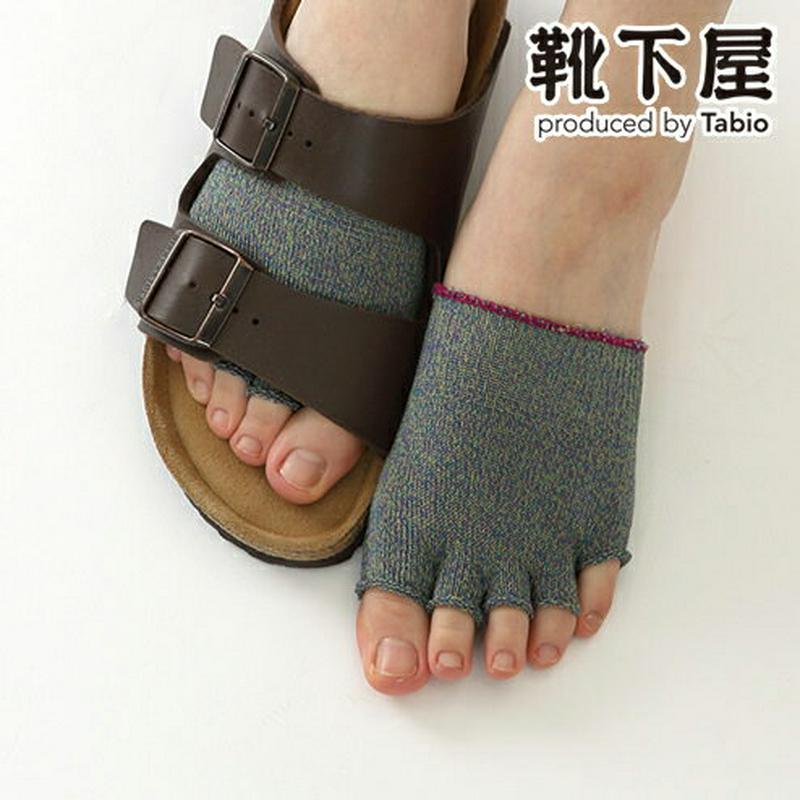 【全品送料無料★〜6/11 23:59迄】【あす楽】【Tabio】 3つ杢5本指指切りハーフソックス / 靴下屋 靴下 タビオ くつ下 レディース 日本製 2206ka