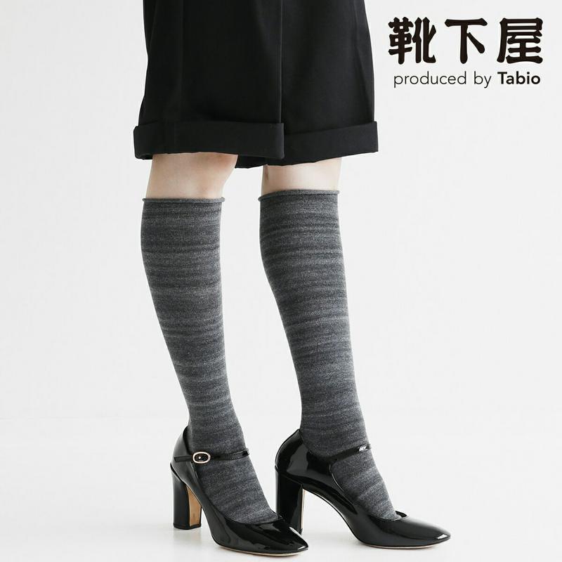 【あす楽】【Tabio】 毛混 メランジ くるくる ハイソックス / 靴下屋 靴下 タビオ くつ下 ハイ レディース 日本製