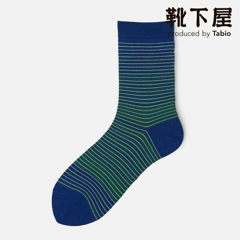 【あす楽】【Tabio】 グラデーション ボーダー ラメソックス / 靴下屋 靴下 タビオ くつ下 クルー レディース 日本製 