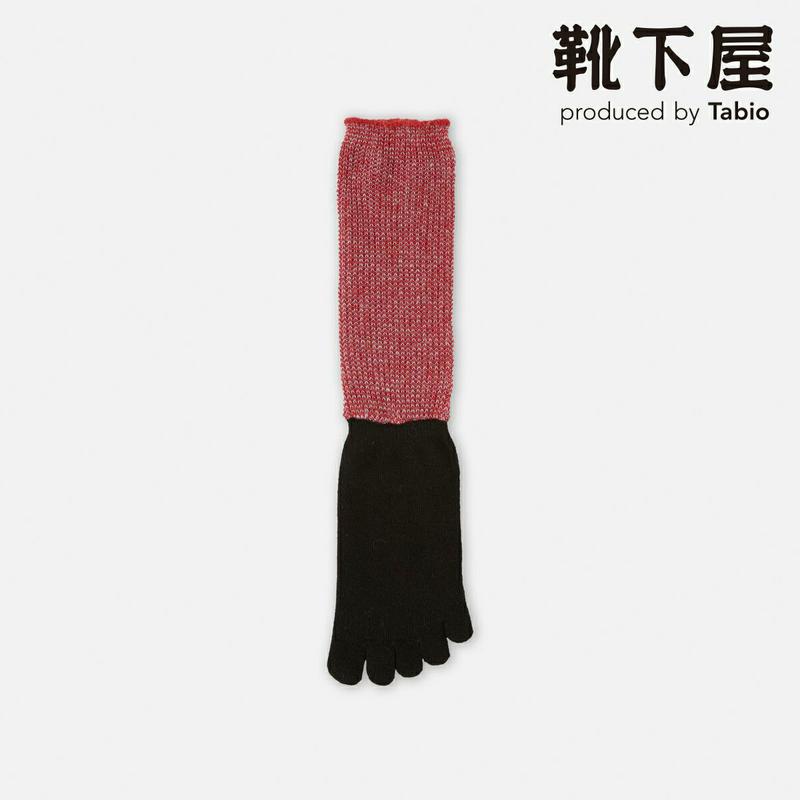 【あす楽】【Tabio】 両口 ボーダー付 五本指 裏起毛 クルー / 靴下屋 靴下 タビオ くつ下 5本指 五本指 5本指靴下