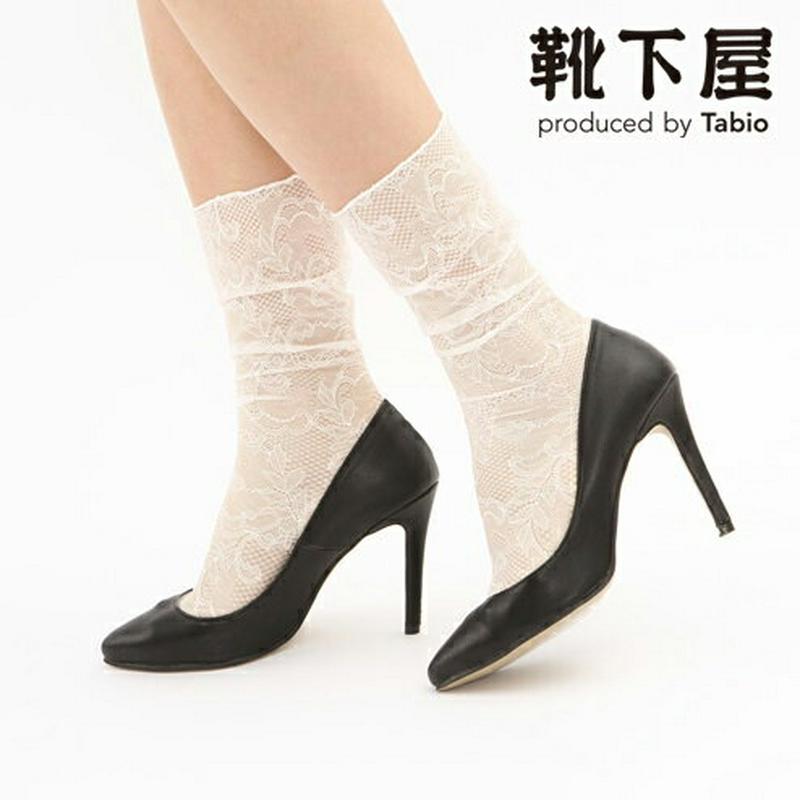【全品送料無料★〜6/11 23:59迄】【あす楽】【Tabio】 縫製リーフレースルーズソックス / 靴下屋 靴下 タビオ くつ下 クルー レディース 日本製