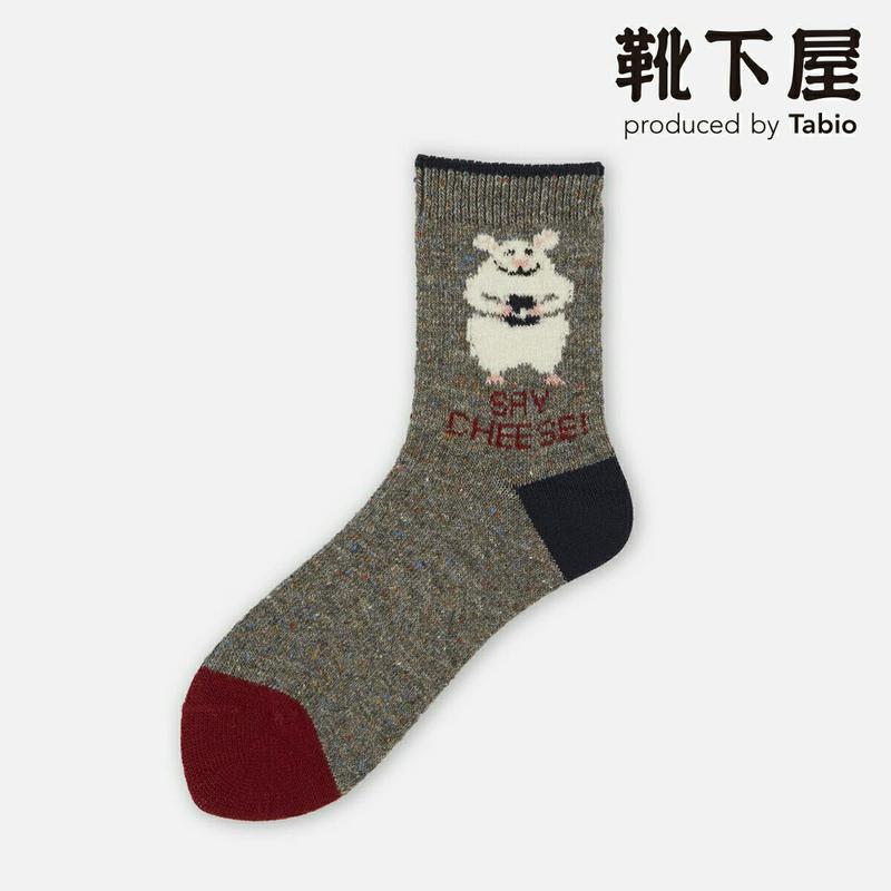 【あす楽】【Tabio】 ねずみ ロークルーソックス / 靴下屋 靴下 タビオ くつ下 ショート レディース 日本製