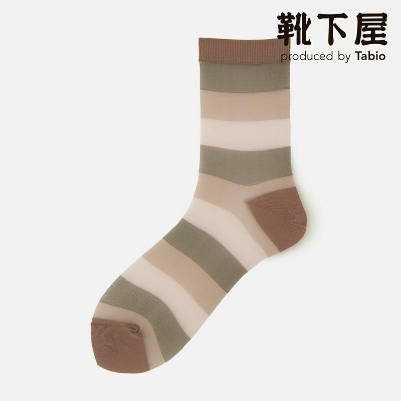 【あす楽】【Tabio】 シアー 太ボーダー ショートソックス / 靴下屋 靴下 タビオ くつ下 ショート チュール シースルー