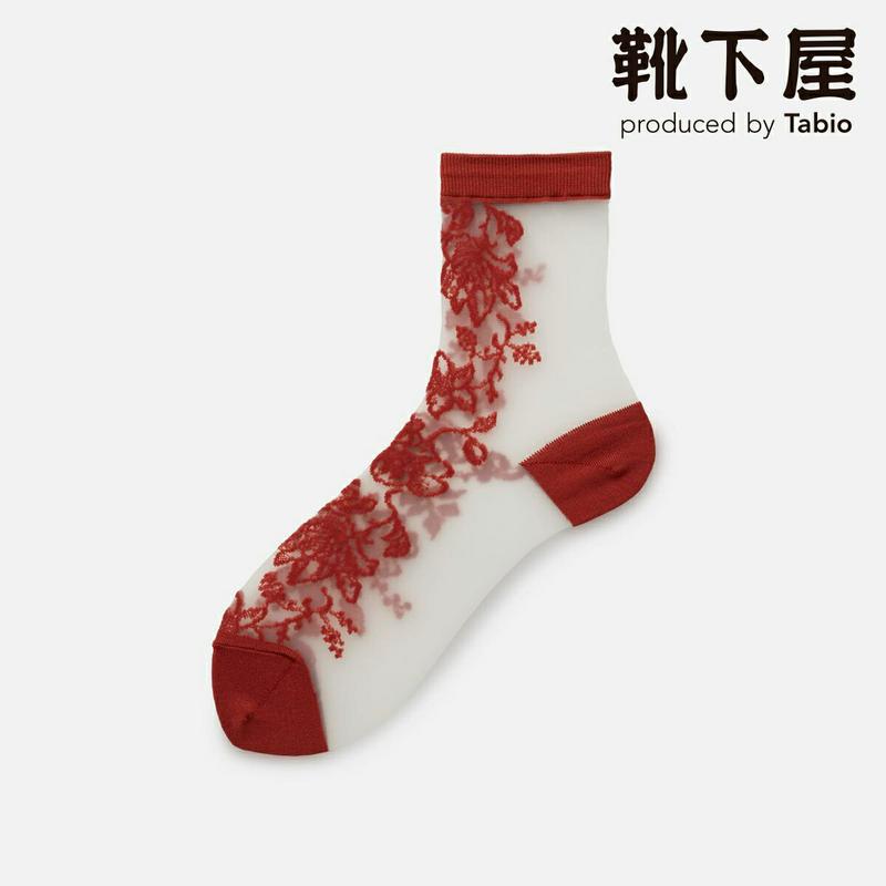 【全品送料無料★〜6/11 23:59迄】【あす楽】【Tabio】 シースルー フロント花柄 ショートソックス / 靴下屋 靴下 タビオ くつ下 ショート チュール レディース 日本製