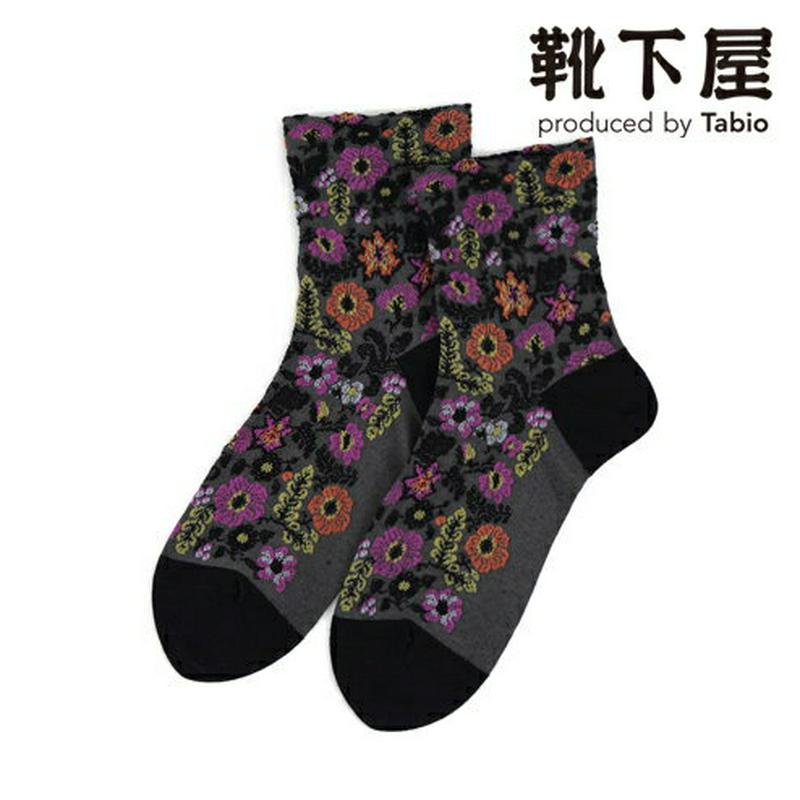 【全品送料無料★〜6/11 23:59迄】【あす楽】【Tabio】 フロートカラフル花柄ソックス / 靴下屋 靴下 タビオ くつ下 ショート レディース 日本製