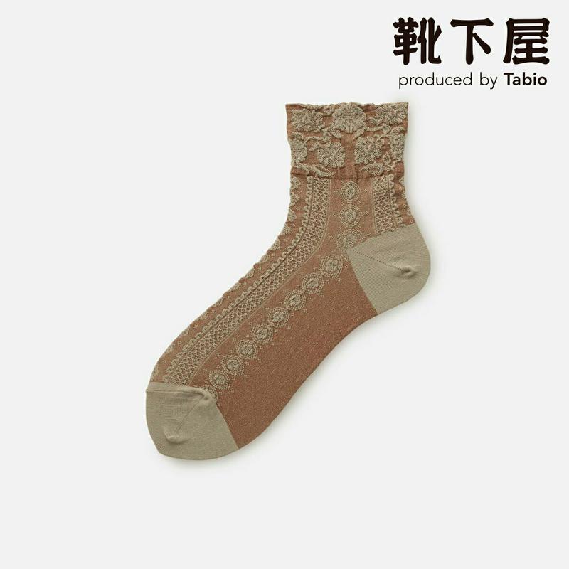 【あす楽】【Tabio】 綿麻 ゴム口 花柄 ショートソックス / 靴下屋 靴下 タビオ くつ下 ショート レディース 日本製