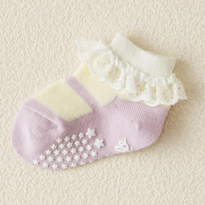 【あす楽】【靴下屋】 ベビーストラップシューズ風ソックス9〜12cm ベビークリーム＋ラベンダー / 靴下 タビオ Tabio くつ下 ベビー 子供 子供用靴下 出産祝い 日本製 ¬