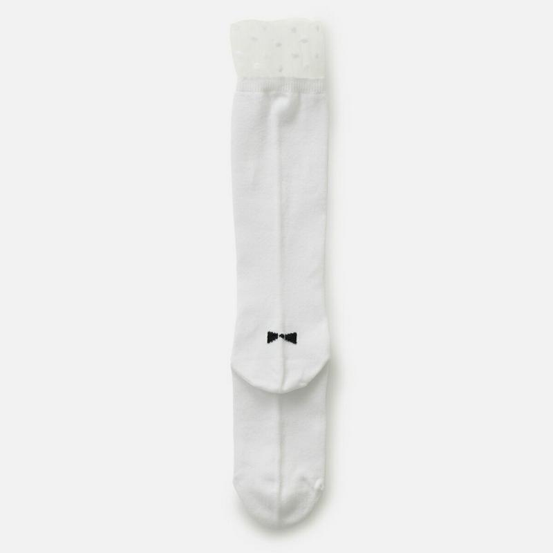【全品送料無料～6/26 09:59迄】【あす楽】【公式 靴下屋】 キッズ 履口 チュール ドット柄 ハイソックス 19～21cm / 靴下 タビオ Tabio くつ下 ハイ 通学 登園 入園式 入学式 卒園式 卒業式 発表会 ジュニア 子ども セレモニー 子供 子供用靴下 黒 日本製