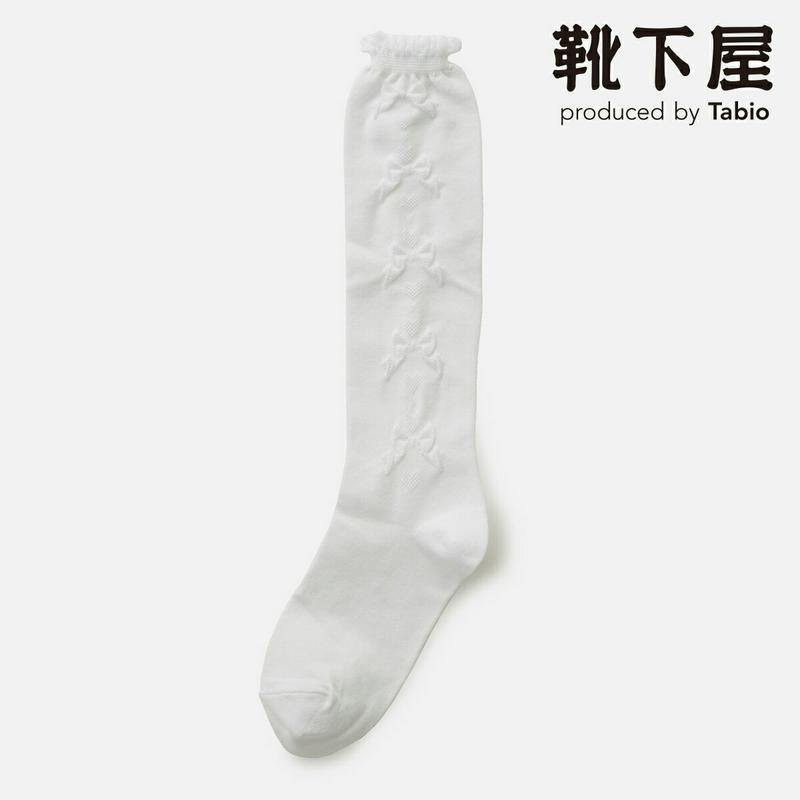 【全品送料無料～6/26 09:59迄】【あす楽】【公式 靴下屋】 キッズ フロート リボン柄 ハイソックス 19～21cm / 靴下 タビオ Tabio くつ下 ハイ 通学 登園 入園式 入学式 卒園式 卒業式 発表会 ジュニア 子ども セレモニー 子供 子供用靴下 黒 日本製
