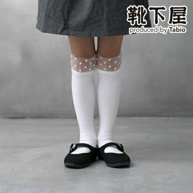 【あす楽】【靴下屋】 キッズチュールドットハイソックス19〜21cm / 靴下 タビオ Tabio くつ下 ハイ キッズ 子供 