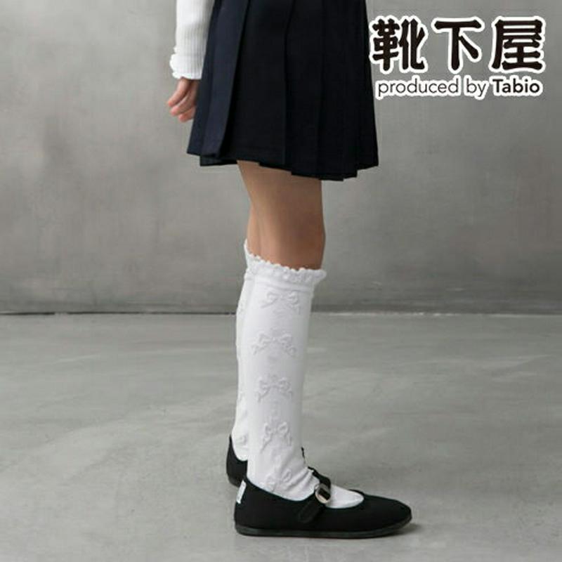 【あす楽】【靴下屋】 キッズ フロートリボンハイソックス16〜18cm / 靴下 タビオ Tabio くつ下 ハイ キッズ 子供