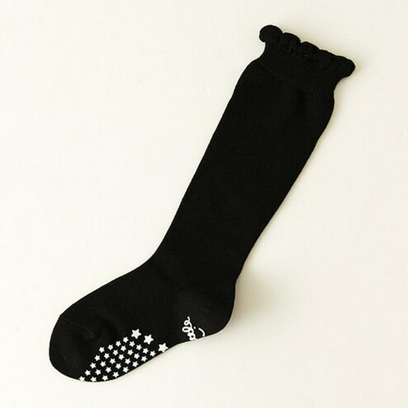 【あす楽】【靴下屋】 キッズ フリルハイソックス 13〜15cm クロ 黒 ブラック / 靴下 タビオ Tabio くつ下 キッ