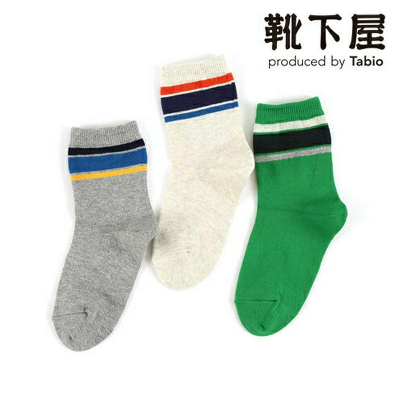 【あす楽】【公式 靴下屋】 キッズ コットン配色ラインソックス 16～18cm / 靴下 タビオ Tabio くつ下 ショート キッズ 子供 子供用靴下 男の子 女の子 日本製