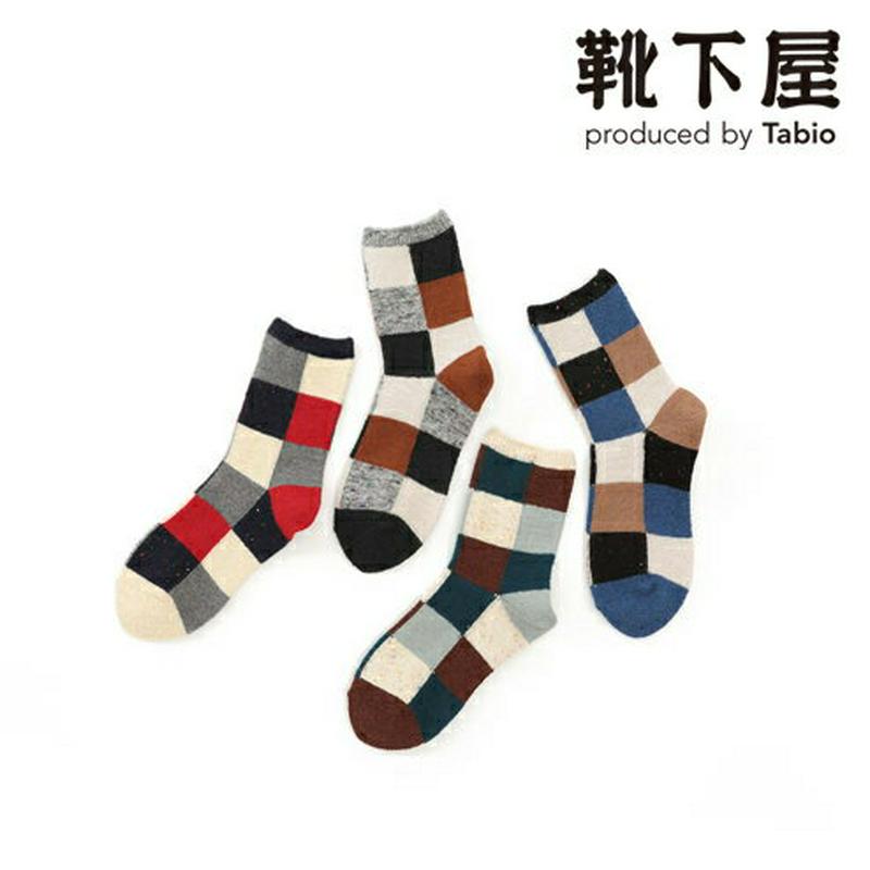 【あす楽】【靴下屋】 キッズ 異素材ブロックソックス 19〜21cm / 靴下 タビオ Tabio くつ下 クルー キッズ 子供 子供用靴下 日本製 ¬¬