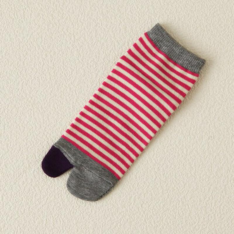 【あす楽】【靴下屋】 キッズ指切替ボーダー足袋ソックス13〜15cm ローズピンク / 靴下 タビオ Tabio くつ下 キッズ 子供 子供用靴下 日本製 ¬¬
