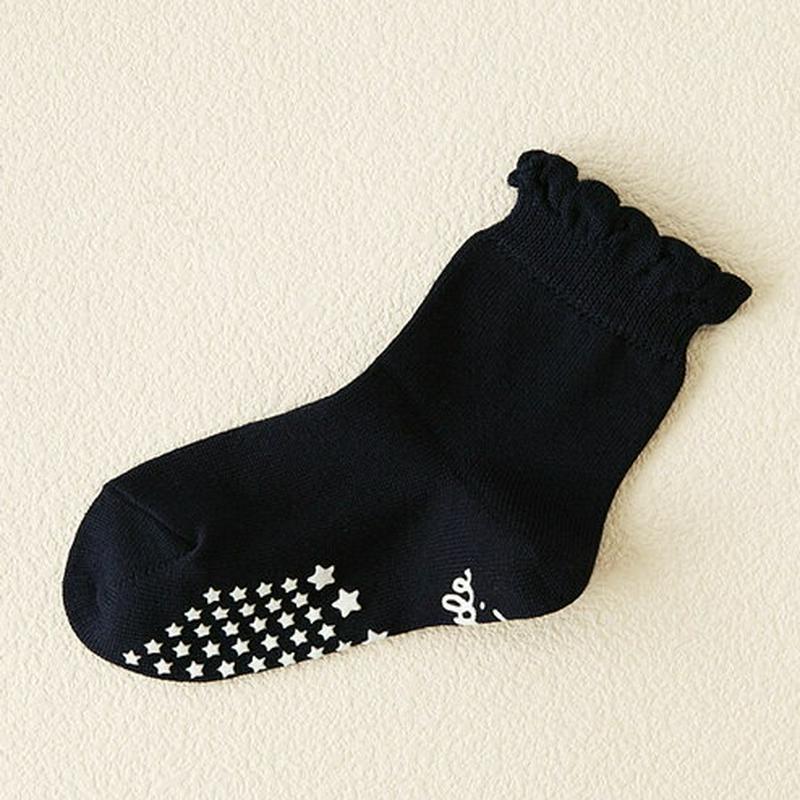 【あす楽】【靴下屋】 キッズ無地フリルショートソックス13〜15cm コン 紺 ネイビー / 靴下 タビオ Tabio くつ下 キッズ 子供 子供用靴下 日本製 ¬¬