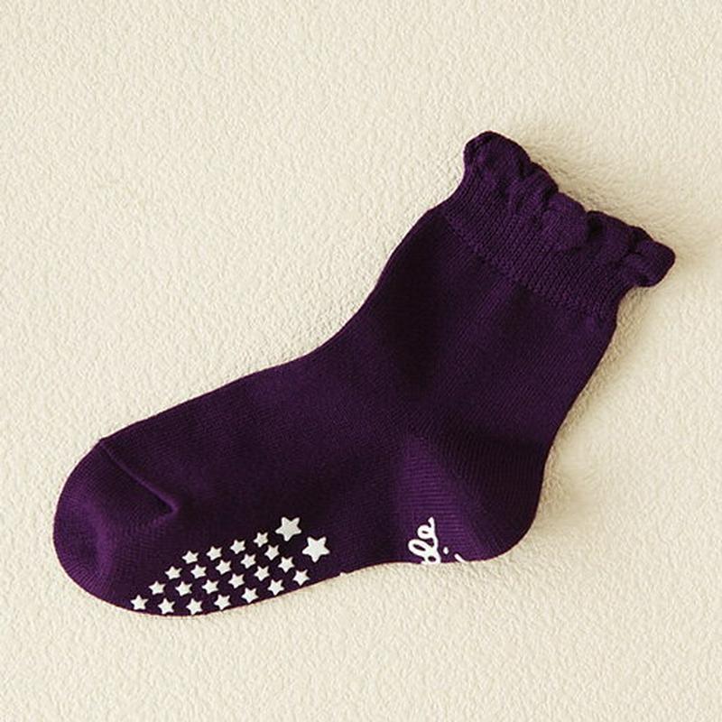 【あす楽】【靴下屋】 キッズ無地フリルショートソックス13〜15cm ダークパープル / 靴下 タビオ Tabio くつ下 キッズ 子供 子供用靴下 日本製 ¬¬