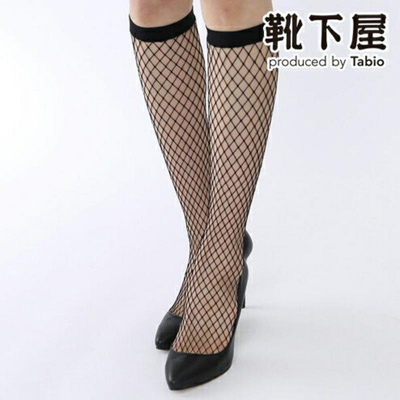 【全品送料無料～6/26 09:59迄】【あす楽】【公式 靴下屋】 ラージ ネット ハイソックス / 靴下 タビオ Tabio くつ下 ネット 網 アミ ハイ レディース 黒 日本製