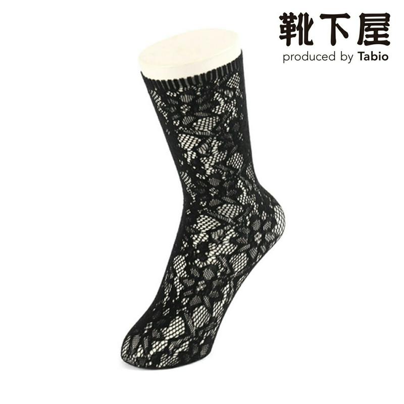 【全品送料無料★〜6/11 23:59迄】【あす楽】【靴下屋】 ラッセルレース調ソックス / 靴下 タビオ Tabio くつ下 クルー レディース 日本製