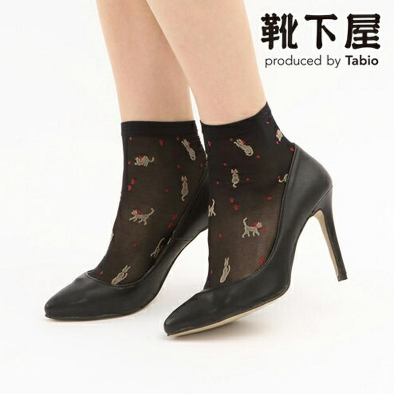 【あす楽】【靴下屋】 猫とドットソックス / 靴下 タビオ Tabio くつ下 ショート レディース 日本製