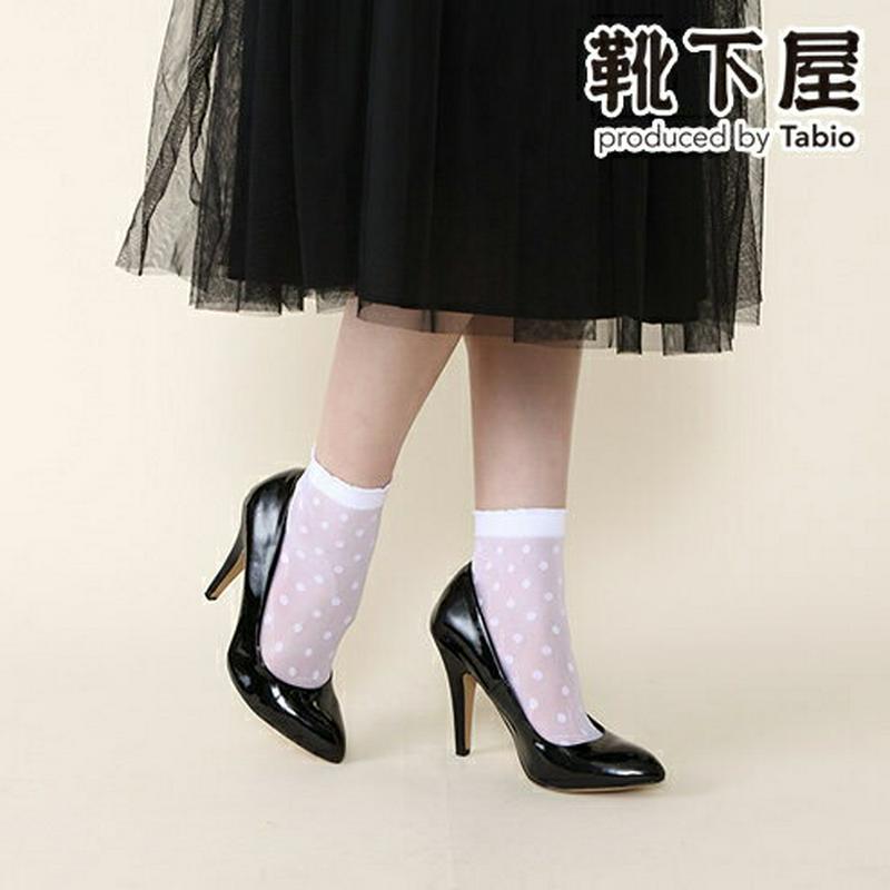 【あす楽】【靴下屋】 シースルー ドット柄 ショートソックス / 靴下 タビオ Tabio くつ下 ショート ソックス シアー クリアー 透け チュール レディース 日本製