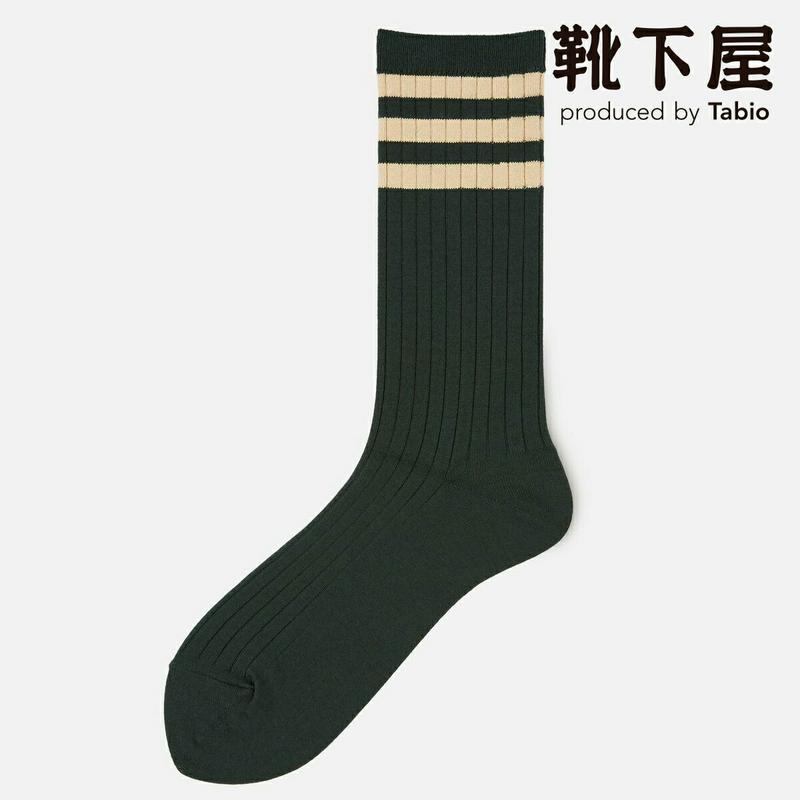 【あす楽】【靴下屋】 3本ライン リブソックス / 靴下 タビオ Tabio くつ下 クルー レディース 日本製 1912ka