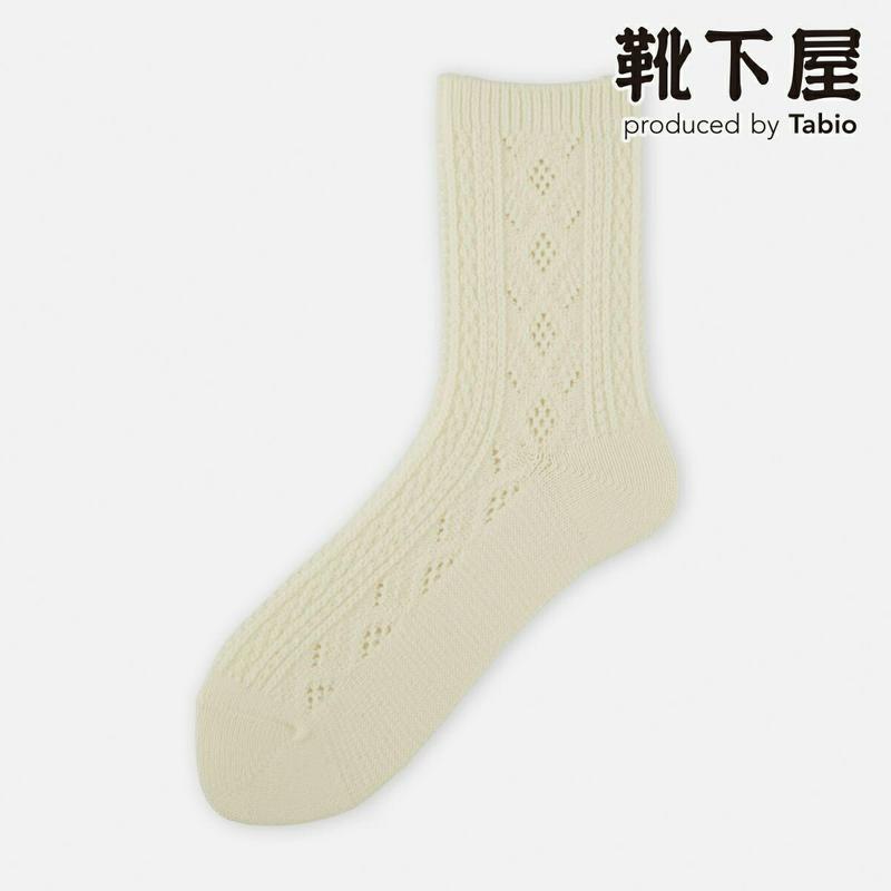 【あす楽】【靴下屋】 サイドメッシュ 幾何学柄 クルーソックス / 靴下 タビオ Tabio くつ下 クルー レディース 日本製