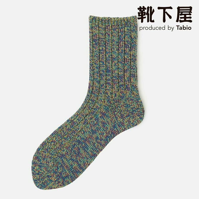 【あす楽】【靴下屋】 多色撚り 杢リブソックス / 靴下 タビオ Tabio くつ下 クルー レディース 日本製 1912ka