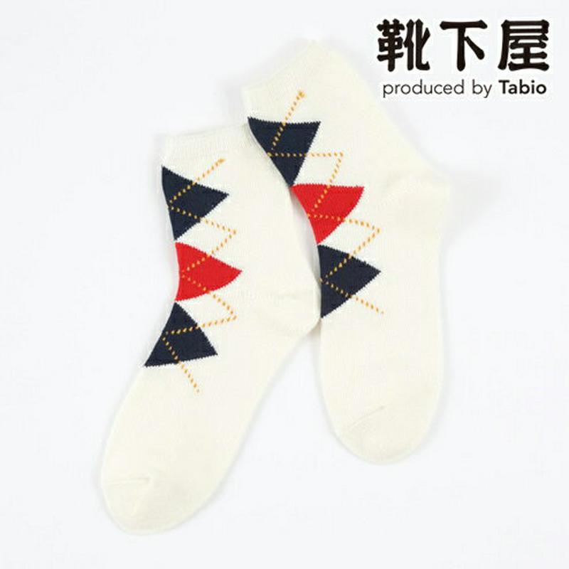 【あす楽】【靴下屋】 センターアーガイルソックス / 靴下 タビオ Tabio くつ下 クルー レディース 日本製 1912ka