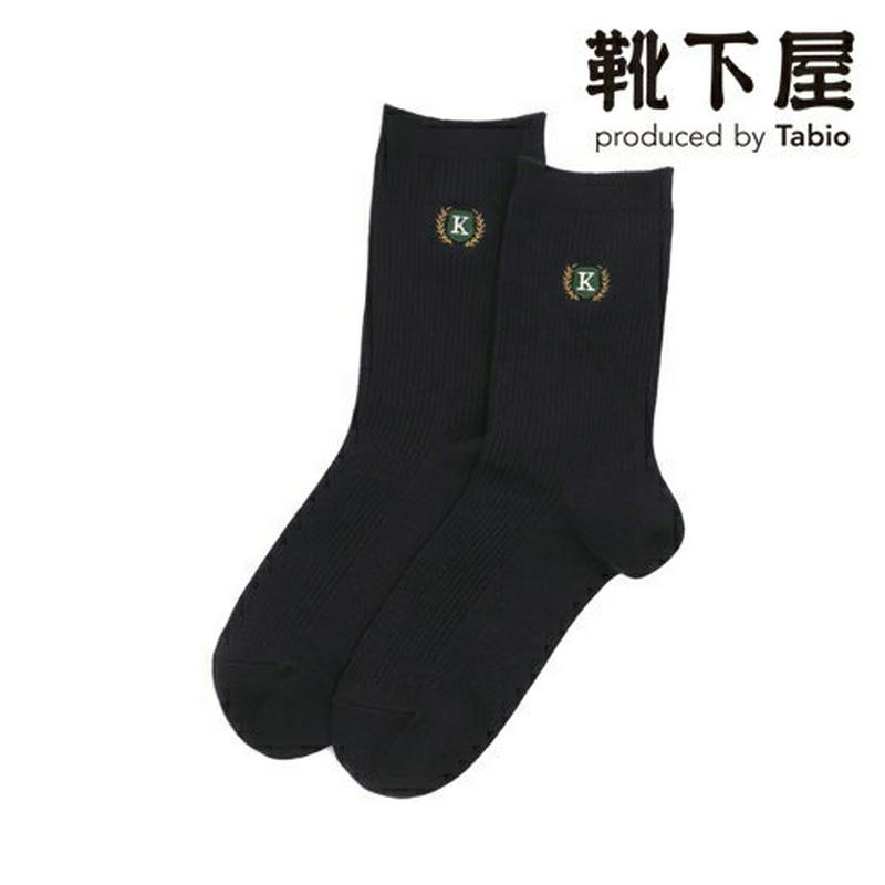 【あす楽】【靴下屋】 エンブレム刺繍ソックス / 靴下 タビオ Tabio くつ下 クルー スクールソックス レディース 日本製
