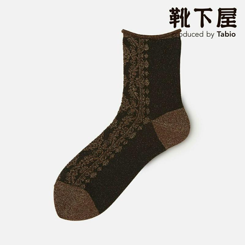 【あす楽】【靴下屋】 ラメ フロント オーナメント柄 ショートソックス / 靴下 タビオ Tabio くつ下 ショート レディー
