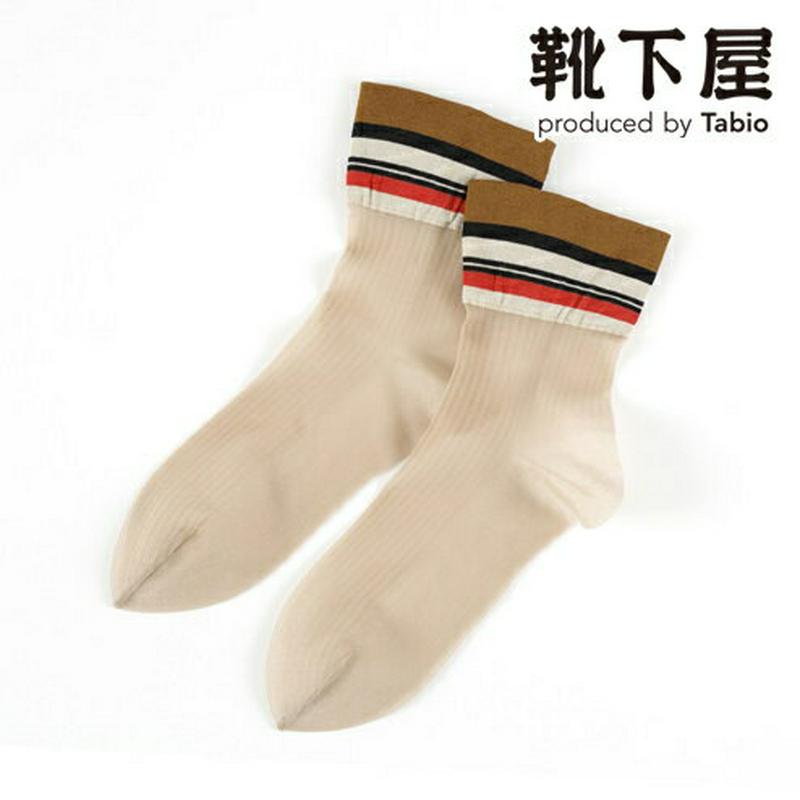 【あす楽】【靴下屋】 チュールゴム口ボーダーソックス / 靴下 タビオ Tabio くつ下 ショート チュール シースルー レデ