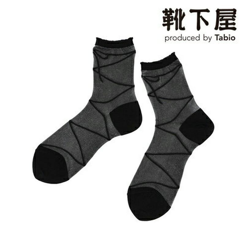【あす楽】【靴下屋】 チュール編み上げトロンプルイユソックス / 靴下 タビオ Tabio くつ下 ショート チュール シースル