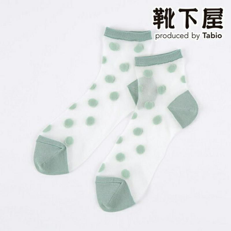 【全品送料無料★〜6/11 23:59迄】【あす楽】【靴下屋】 フィットコインドットショートソックス / 靴下 タビオ Tabio くつ下 ショート チュール シースルー レディース 日本製