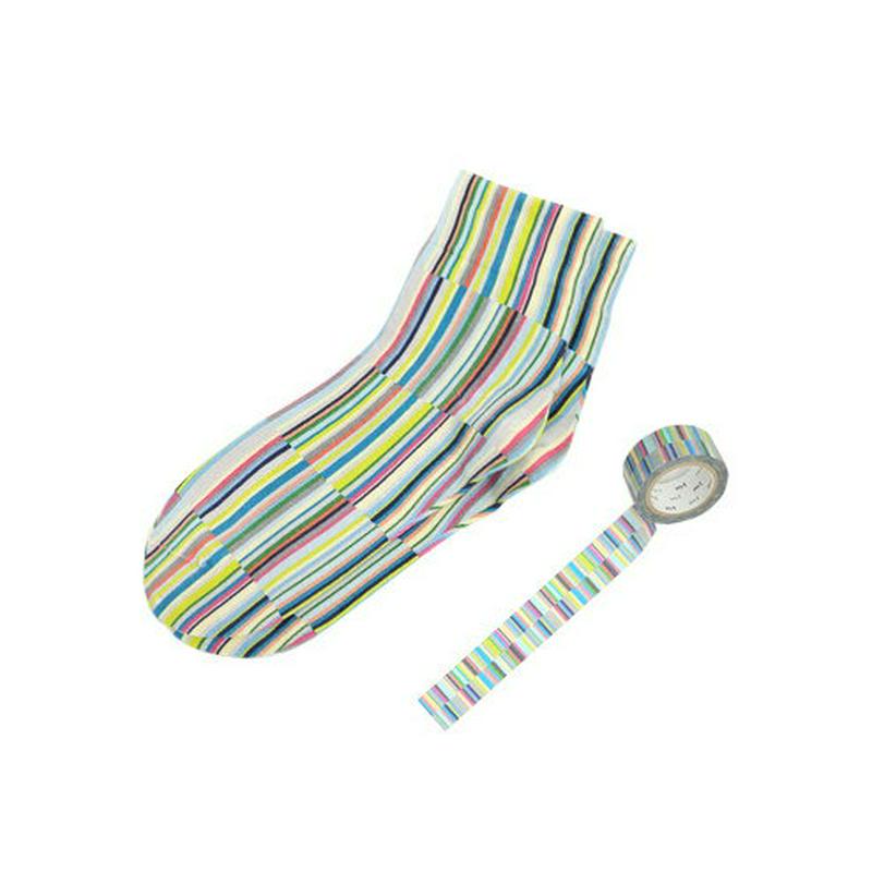 【全品送料無料★〜10/30 23:59迄】【あす楽】mt×靴下屋 コラボプリントソックス / 靴下 タビオ Tabio くつ下 クルー レディース マスキングテープ 日本製