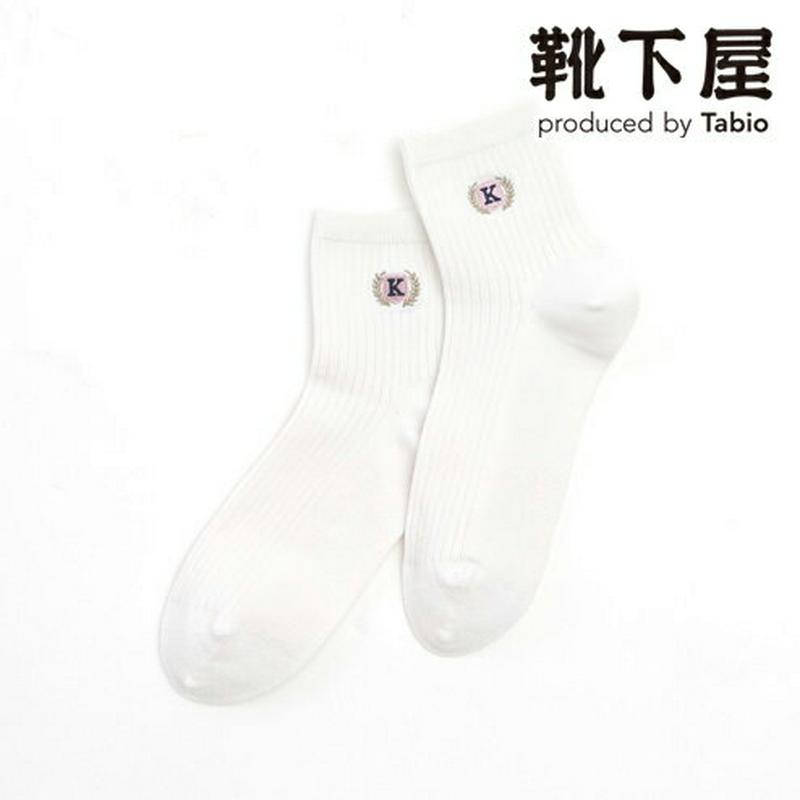 【あす楽】【靴下屋】 エンブレム刺繍ショートソックス / 靴下 タビオ Tabio くつ下 ショート スクールソックス レディー