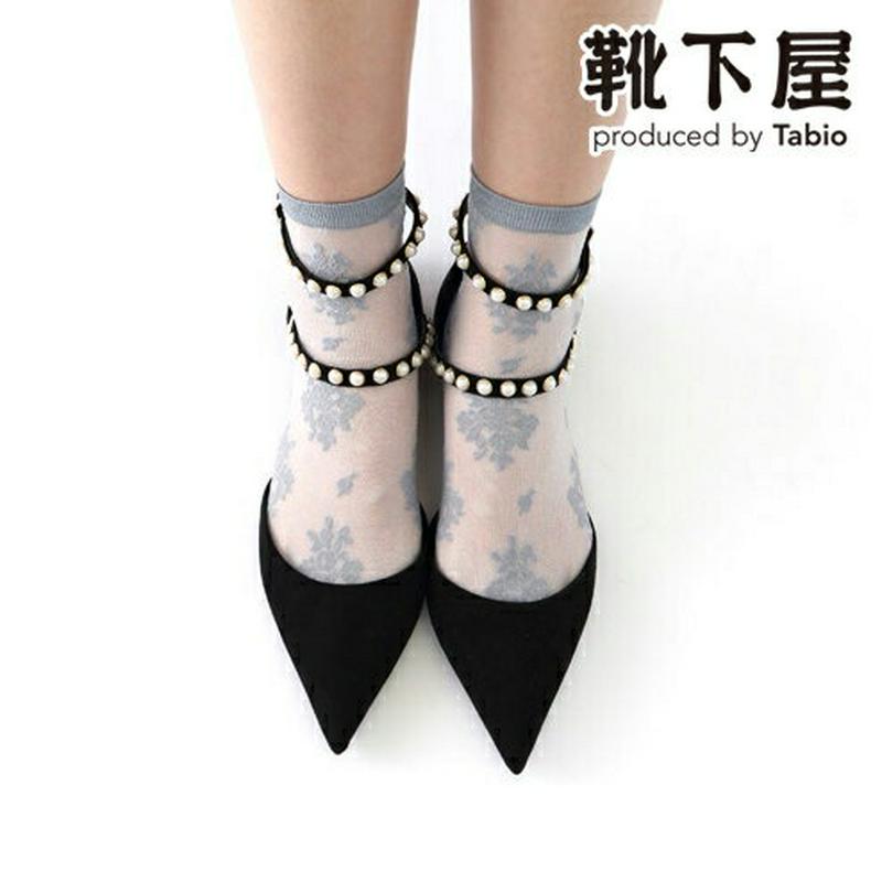 【あす楽】【靴下屋】 チュールフラワーソックス24〜26cm / 靴下 タビオ Tabio くつ下 ショート レディース 日本製