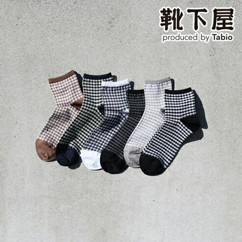 【あす楽】【靴下屋】 ギンガムチェックショートソックス / 靴下 タビオ Tabio くつ下 レディース 日本製
