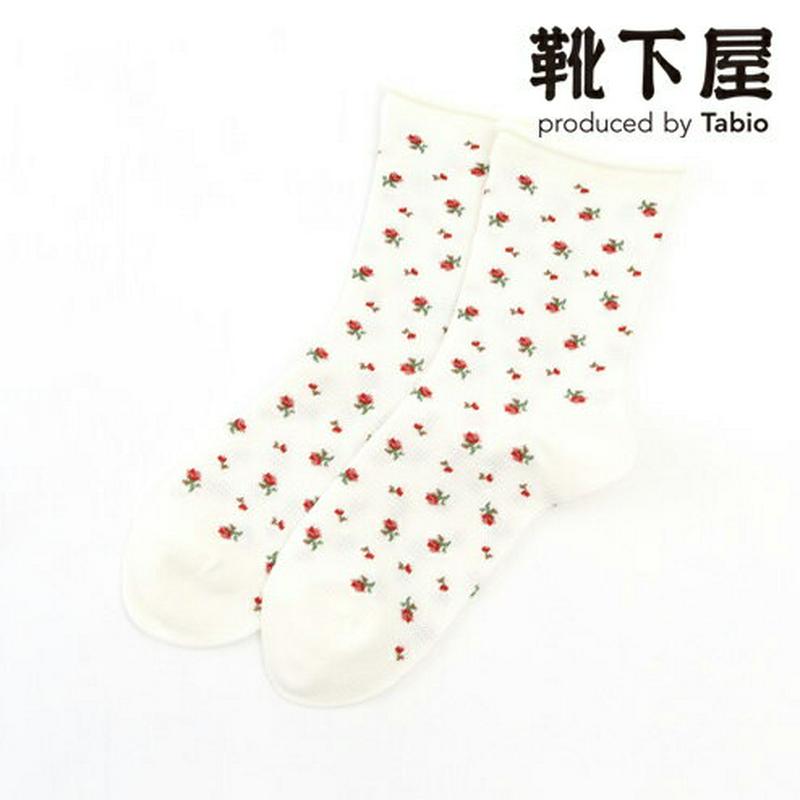 【あす楽】【靴下屋】 クルクルワッフル花柄ソックス / 靴下 タビオ Tabio くつ下 ショート レディース 日本製 ¬ 19