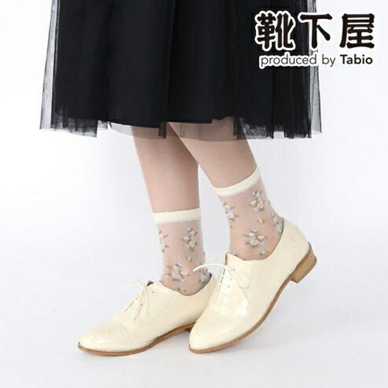 【あす楽】【靴下屋】 チュール花柄ショートソックス / 靴下 タビオ Tabio くつ下 レディース シースルー 日本製 母の日
